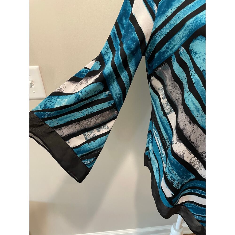 Alfani Asymmetrical Point Hem Tunic Top Sz M Flowy Geometric Lagenlook Stretchy - Picture 6 of 11